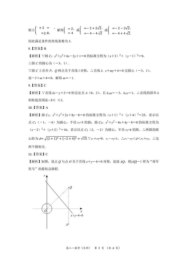 答案-岳池县2021年秋高二期中考试数学(文科)第2页