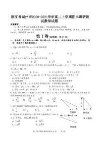 2020-2021学年浙江省湖州市高二上学期期末调研测试题 数学 PDF版