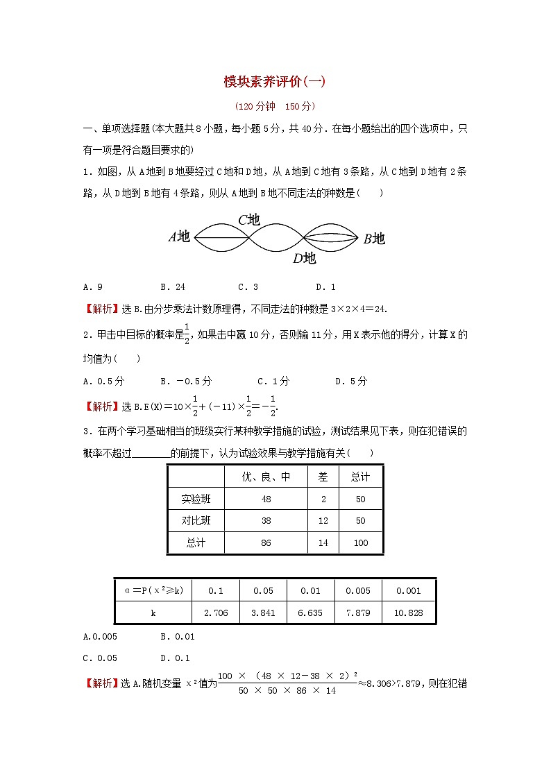 2021_2022学年新教材高中数学模块练一含解析新人教B版选择性必修第二册第1页
