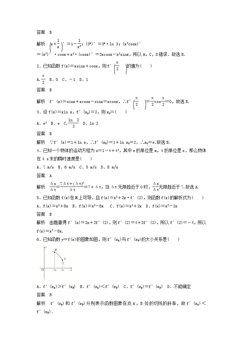 高考数学(文数)一轮复习考点测试14《变化率与导数》（教师版）第2页