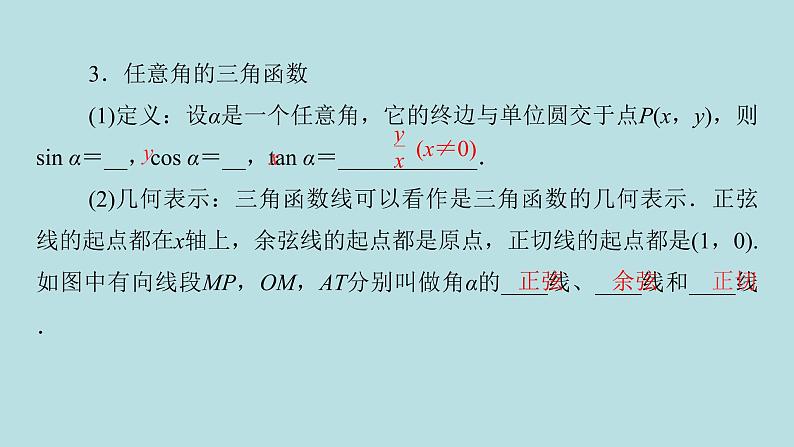 2022届高考数学理一轮复习新人教版课件：第三章三角函数解三角形第一节任意角和蝗制及任意角的三角函数04