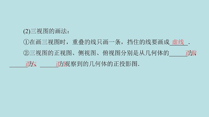 2022届高考数学理一轮复习新人教版课件：第七章立体几何第一节几何体的结构三视图体积与表面积05