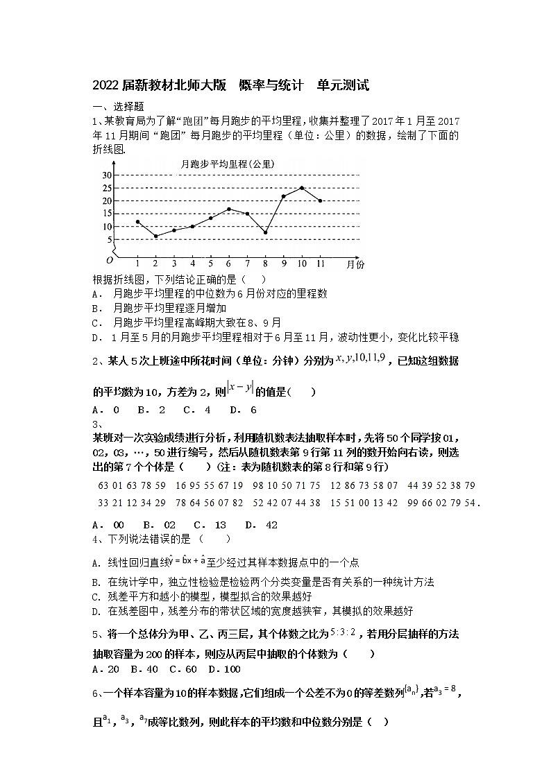 2022届新教材北师大版概率与统计单元测试含答案3第1页