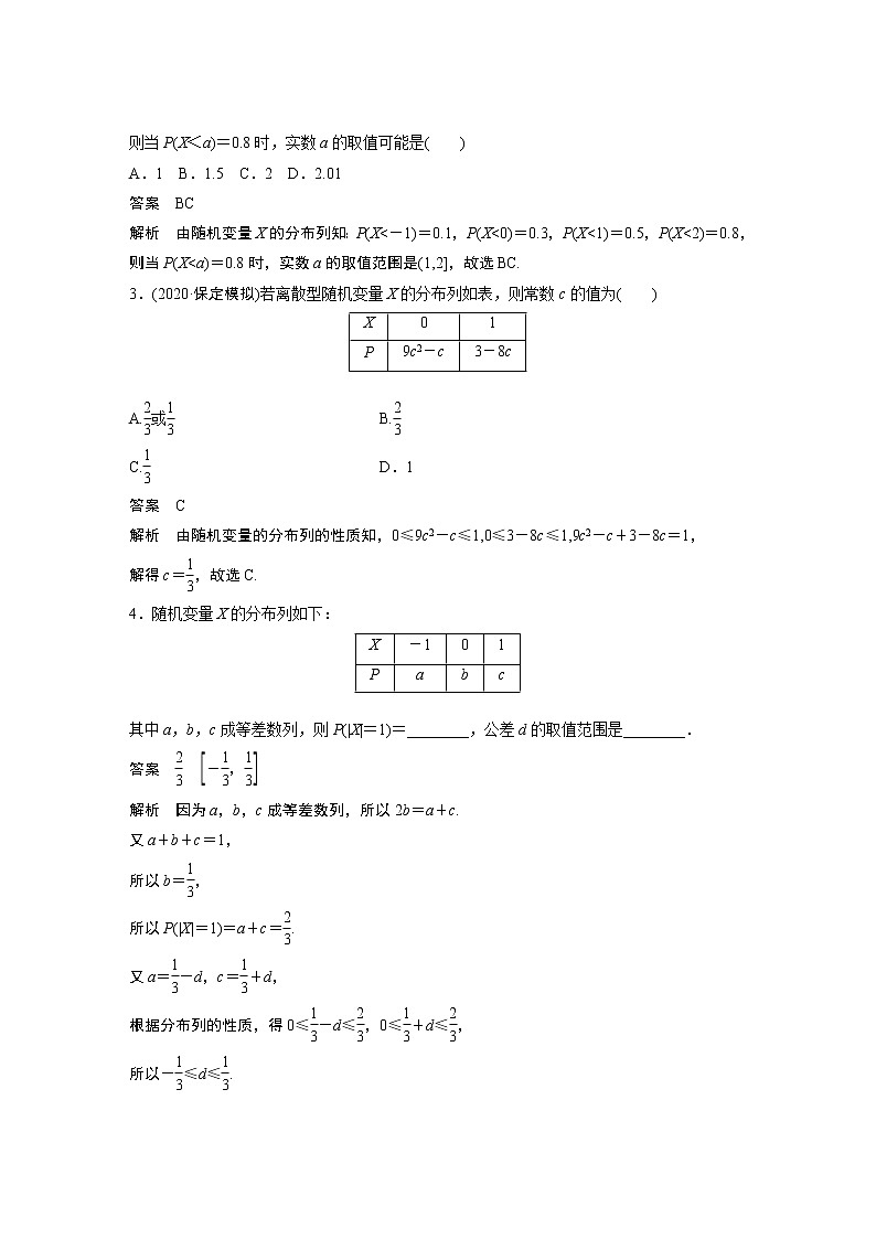 2022年高考三轮复习之回归基础练第24练　随机变量及其分布第2页