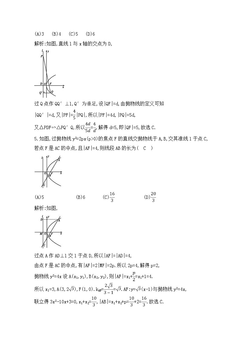高考数学(理数)一轮复习练习题：8.6《抛物线》（教师版）第2页