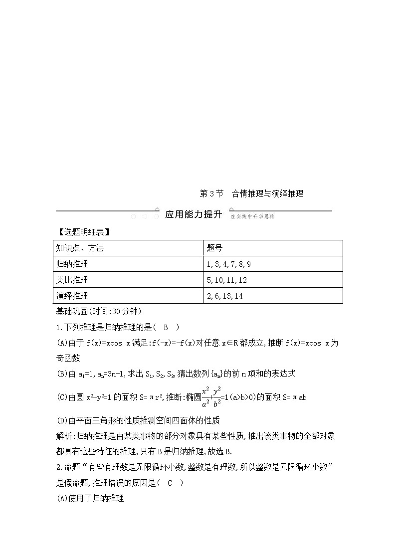 高考数学(理数)一轮复习练习题：11.3《合情推理与演绎推理》（教师版）第1页