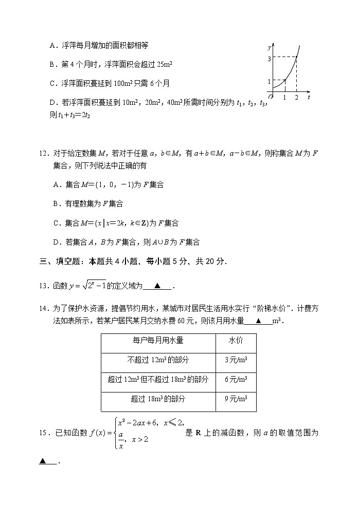 无锡市第一中学2020—2021学年度第一学期期中试卷高一数学第3页