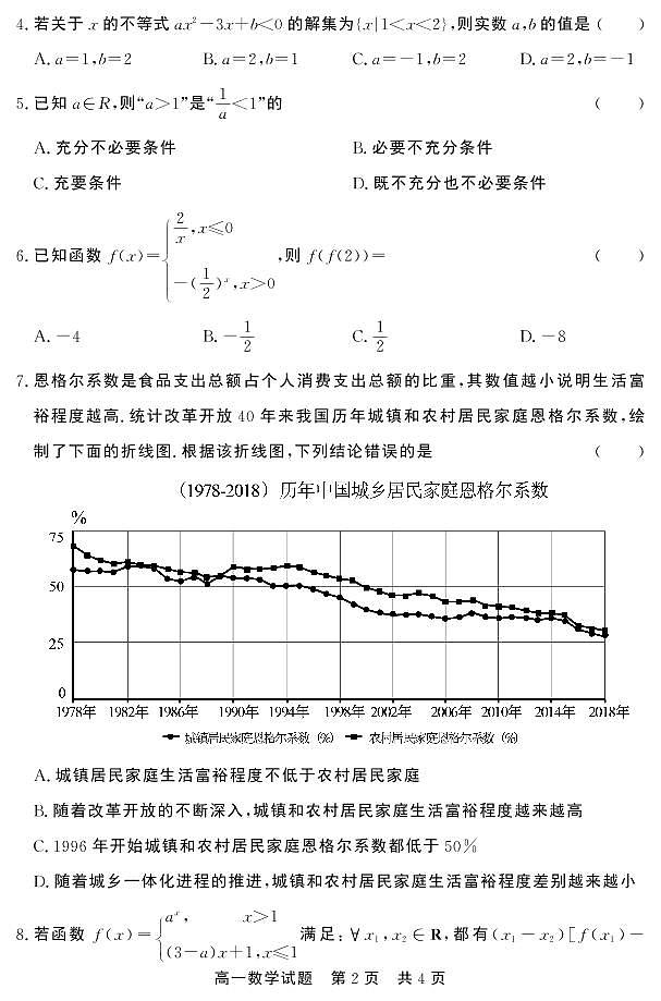 2020-2021学年山东省济宁市泗水县高一上学期期中考试数学试题  PDF版第2页