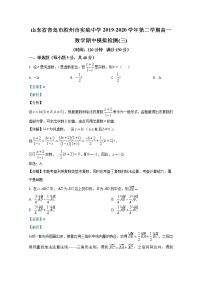 山东省青岛市胶州市实验中学2019-2020学年高一下学期期中考试模拟检测数学试题（三） Word版含解析