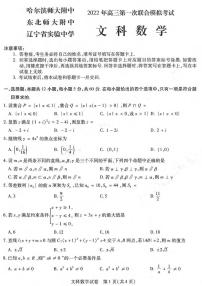 2022年东北三省三校高三第一次联合模拟考试文科数学试卷含答案