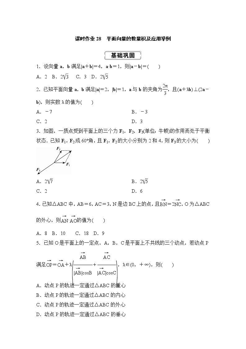 高考数学(理数)一轮复习课时作业28《平面向量的数量积及应用举例》(原卷版)01