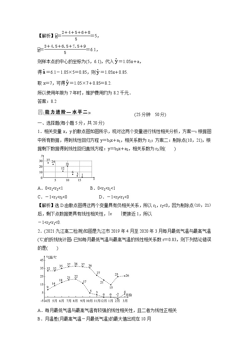 2021-2022学年高中数学新北师大版选择性必修第一册 第七章 2 成对数据的线性相关性 作业第2页
