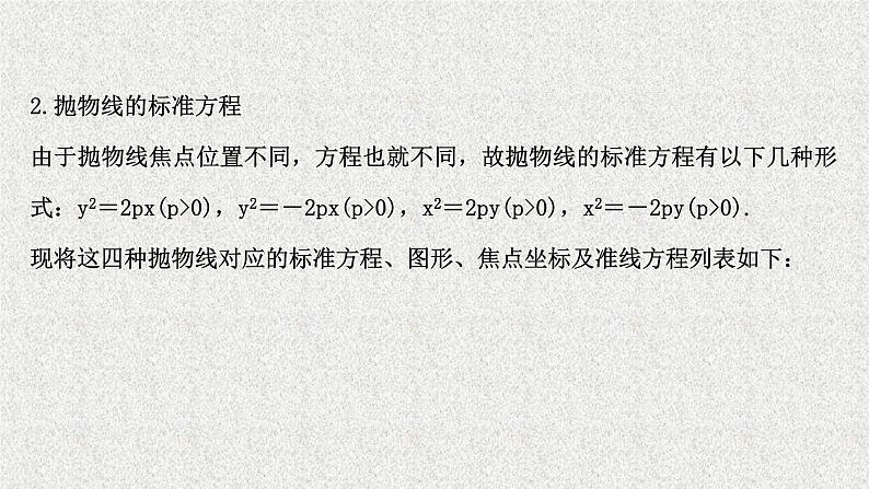 2022届高中数学新北师大版选择性必修第一册 第二章 3.1抛物线及其标准方程 课件（52张）06