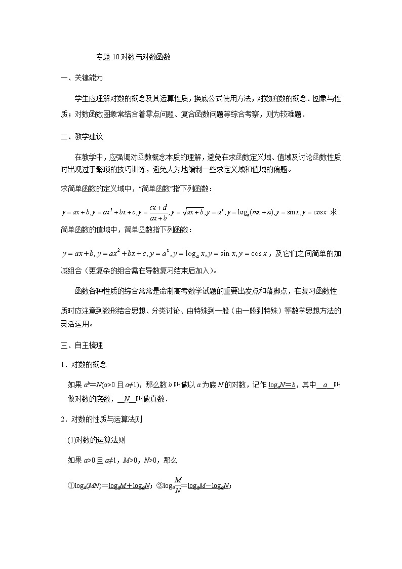 10对数与对数函数 高考数学高频考点题型含解析第1页