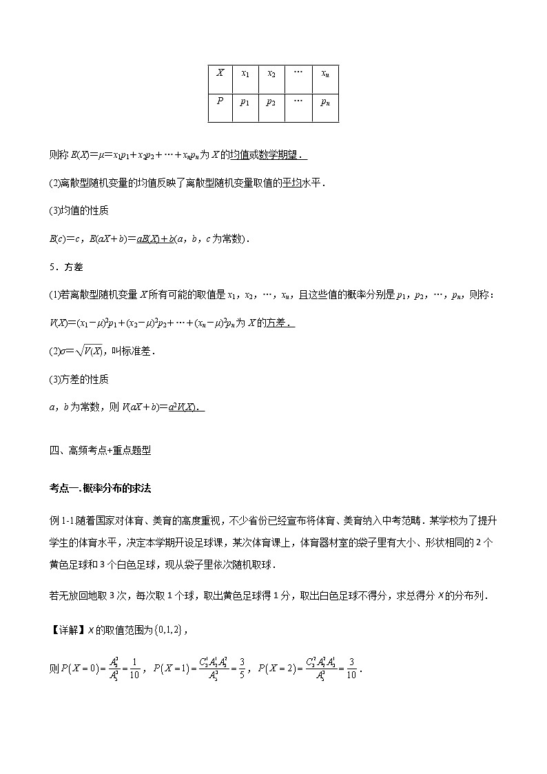 49离散型随机变量及其均值方差 高考数学高频考点题型含解析第2页