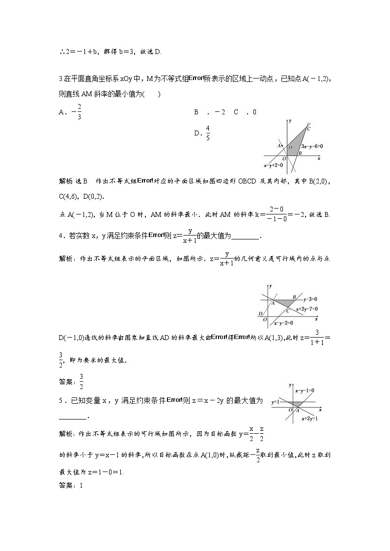 高考数学(理数)一轮复习：课时达标检测32《二元一次不等式（组）与简单的线性规划问题》第3页
