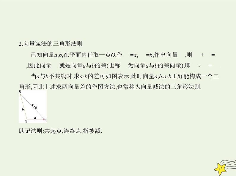 2022年新教材高中数学第六章平面向量初步1.3向量的减法课件新人教B版必修第二册 课件(共13张PPT)第3页