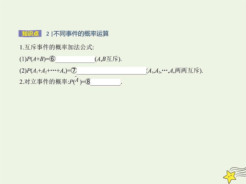 2022年新教材高中数学第五章统计与概率3.2事件之间的关系与运算课件新人教B版必修第二册 课件(共18张PPT)04