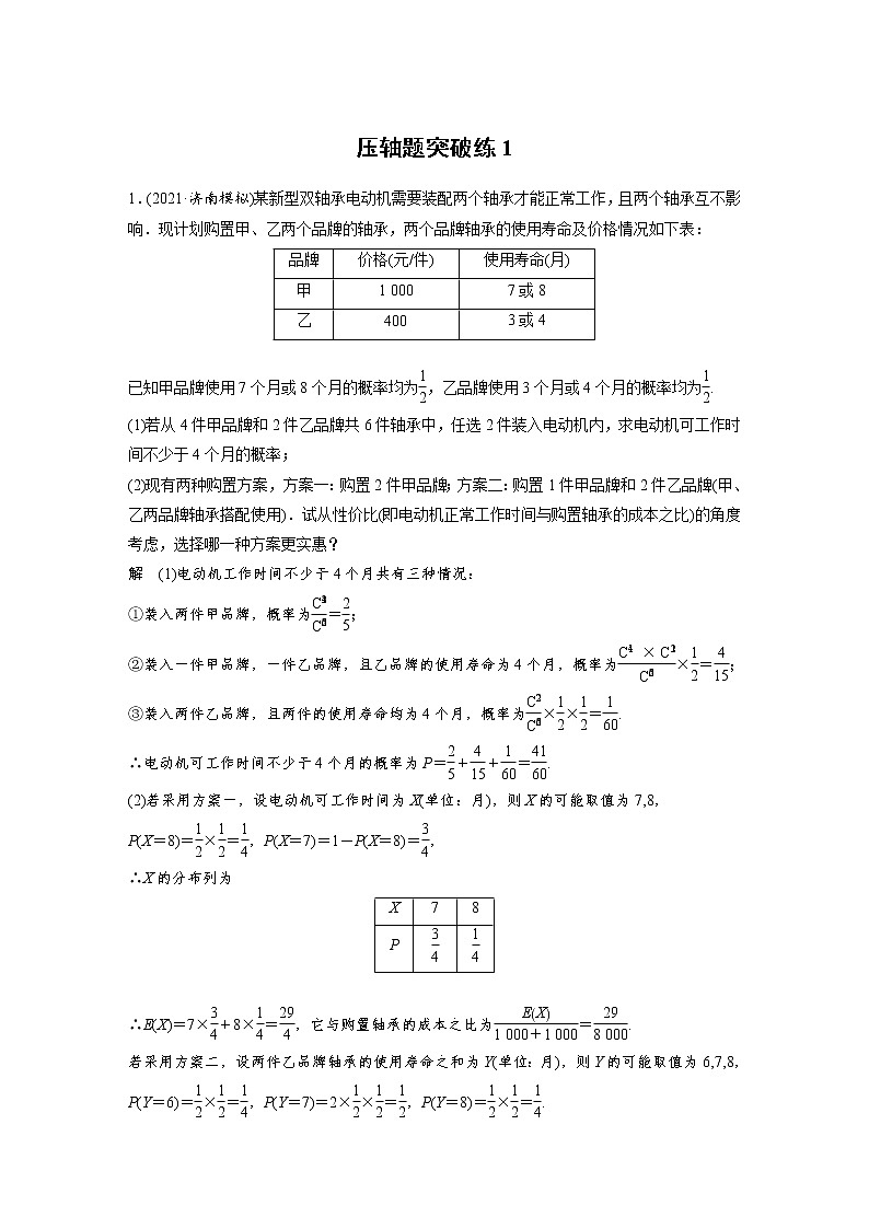 新高考数学大二轮复习压轴题突破练含答案课件PPT01