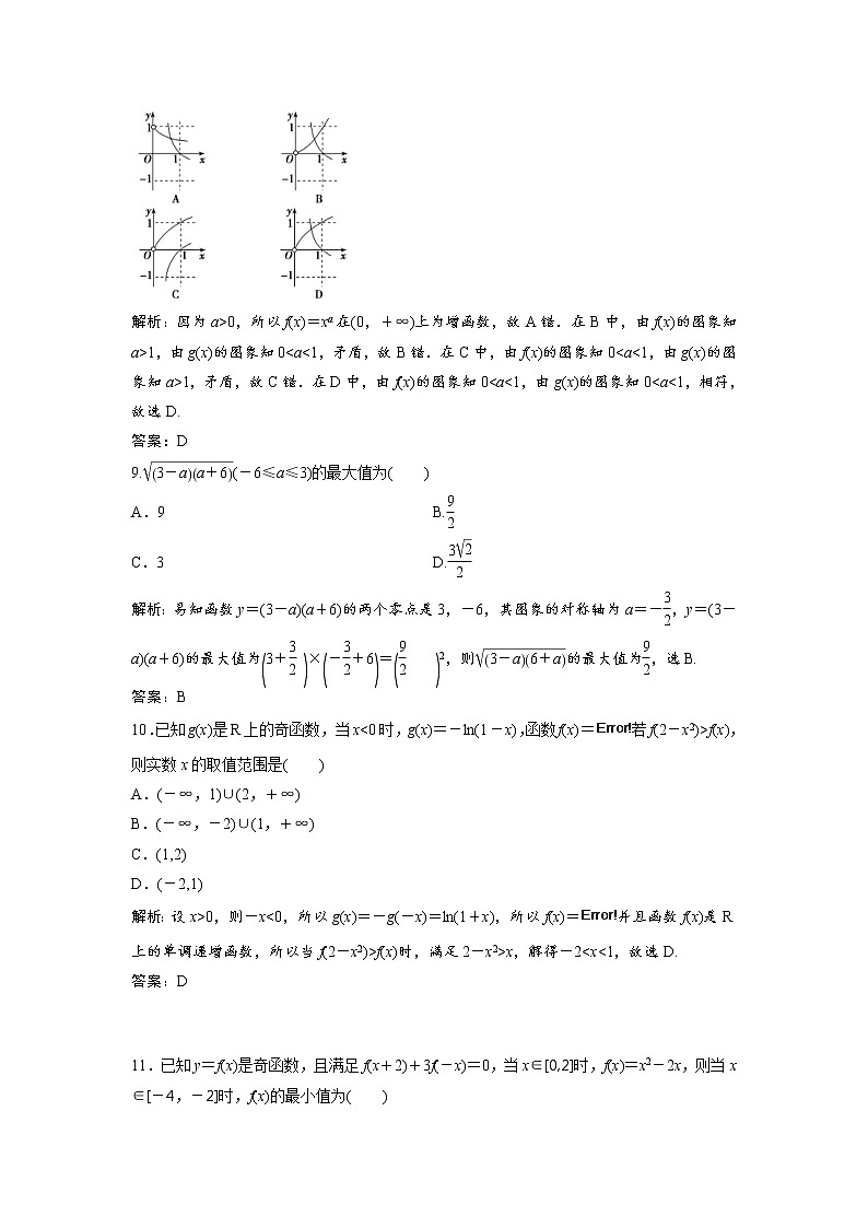高考数学(文数)一轮复习课时练习：2.6《幂函数、二次函数》(教师版)第3页