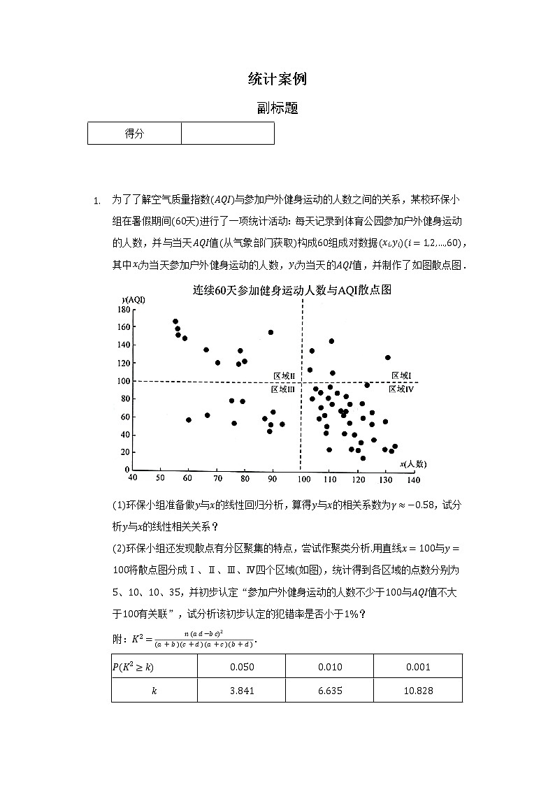 统计案例（精选）练习题第1页