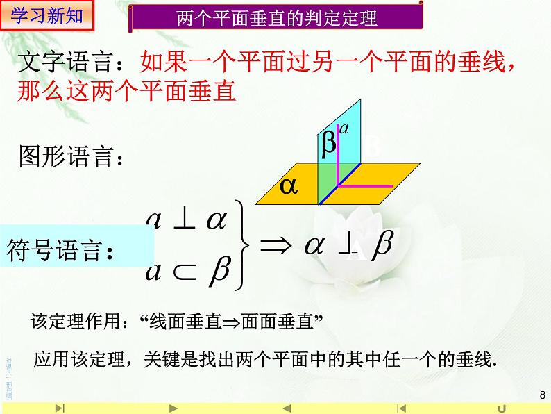 8.6.3平面与平面垂直2判定 人教版高中数学新教材必修第二册课件08