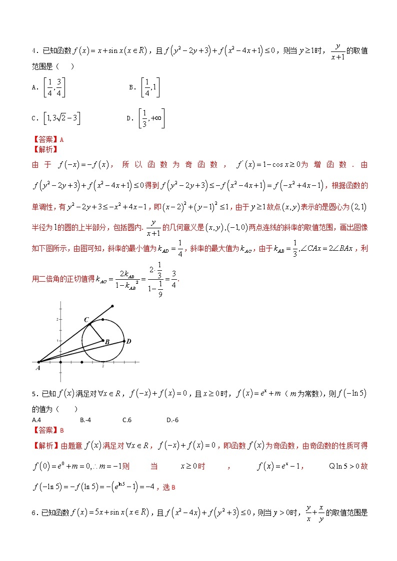 第03讲函数的性质选择填空压轴题专练 高考数学（理）培优提升训练含解析02