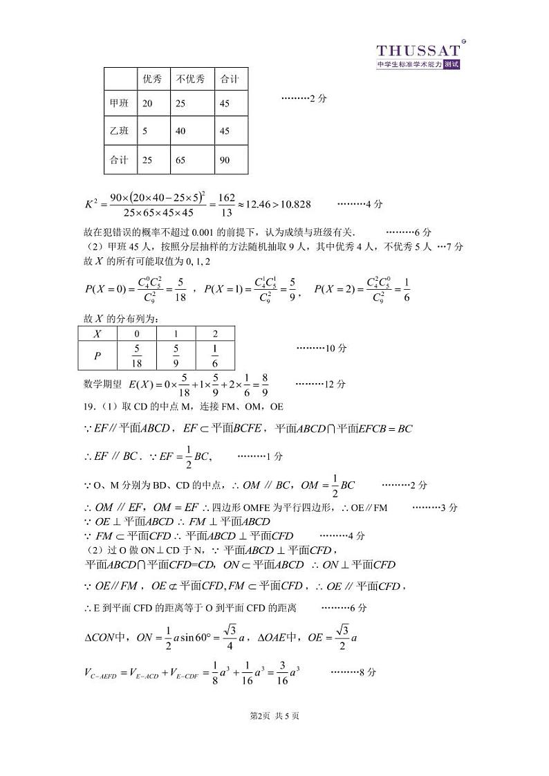 2019届中学生标准学术能力诊断性测试高三下学期3月测试 数学（理） PDF版02