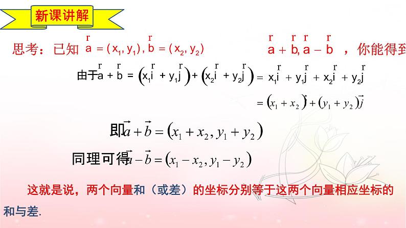 6.3.3 平面向量的加、减运算的坐标表示课件PPT04