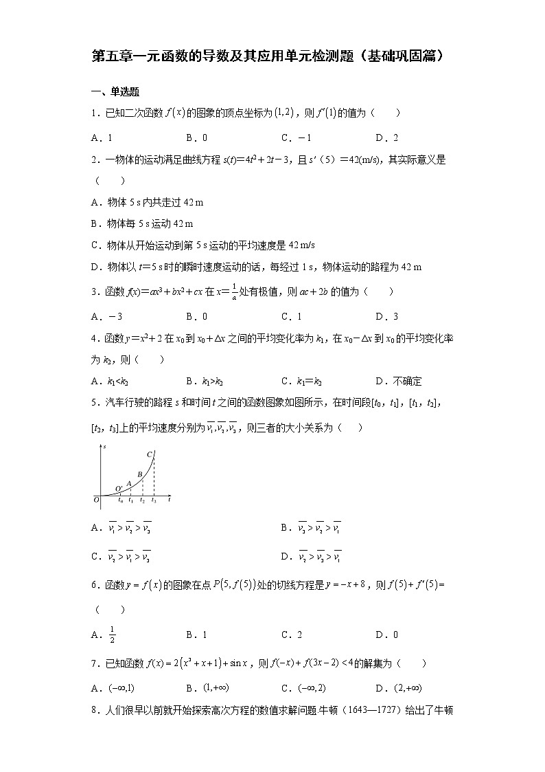 人教A版 (2019)  选择性必修 第二册 第五章一元函数的导数及其应用单元检测题（基础巩固篇）01