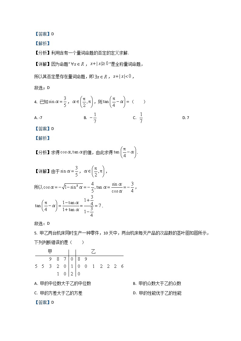 2022开封高三第二次模拟考试数学（文）含解析第2页