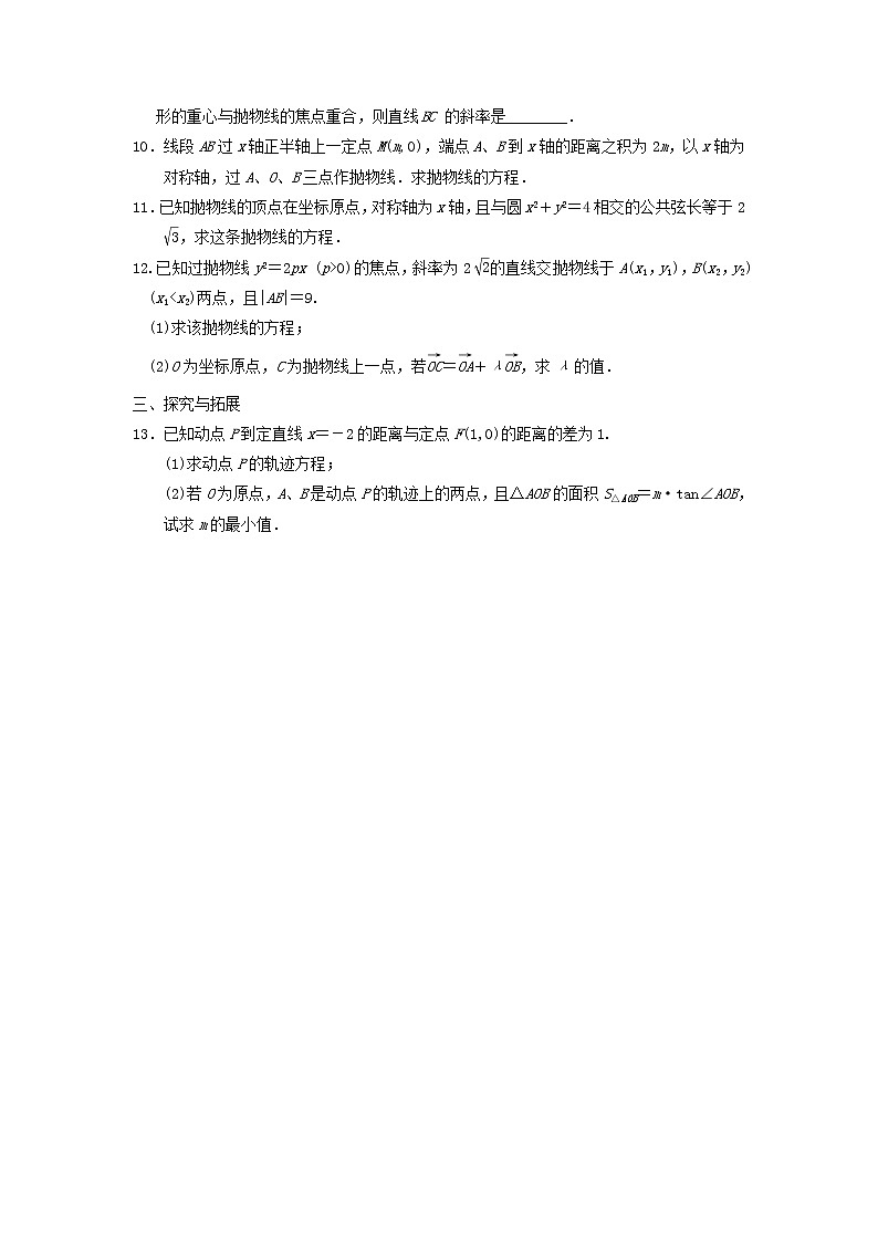 2021_2022高中数学第二章圆锥曲线与方程4抛物线2抛物线的简单几何性质1作业含解析新人教A版选修2_1 练习02