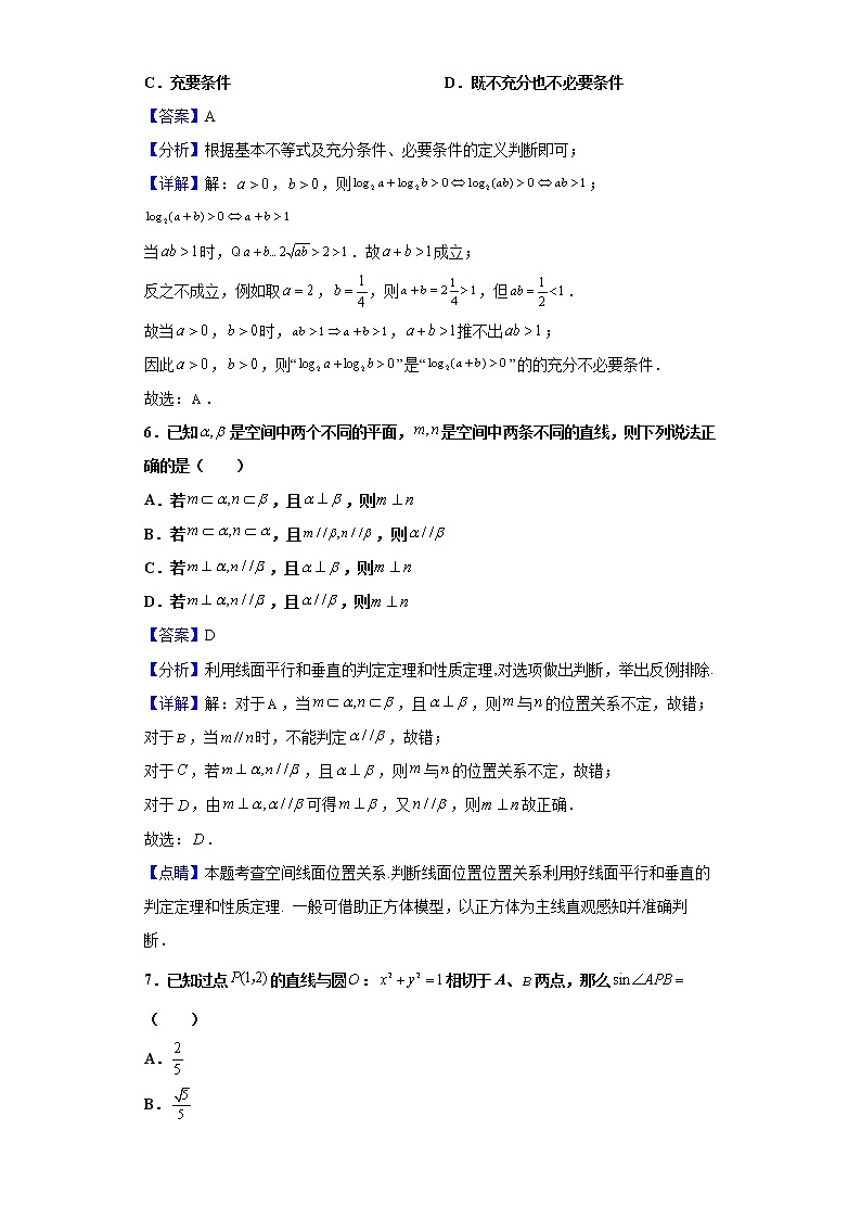 2021届黑龙江省哈尔滨第六中学高三三模数学（理）试题含解析第3页