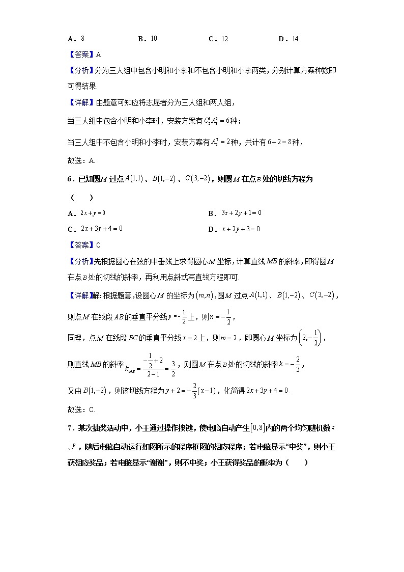 2021届黑龙江省哈尔滨市第六中学高三二模数学（理）试题含解析03