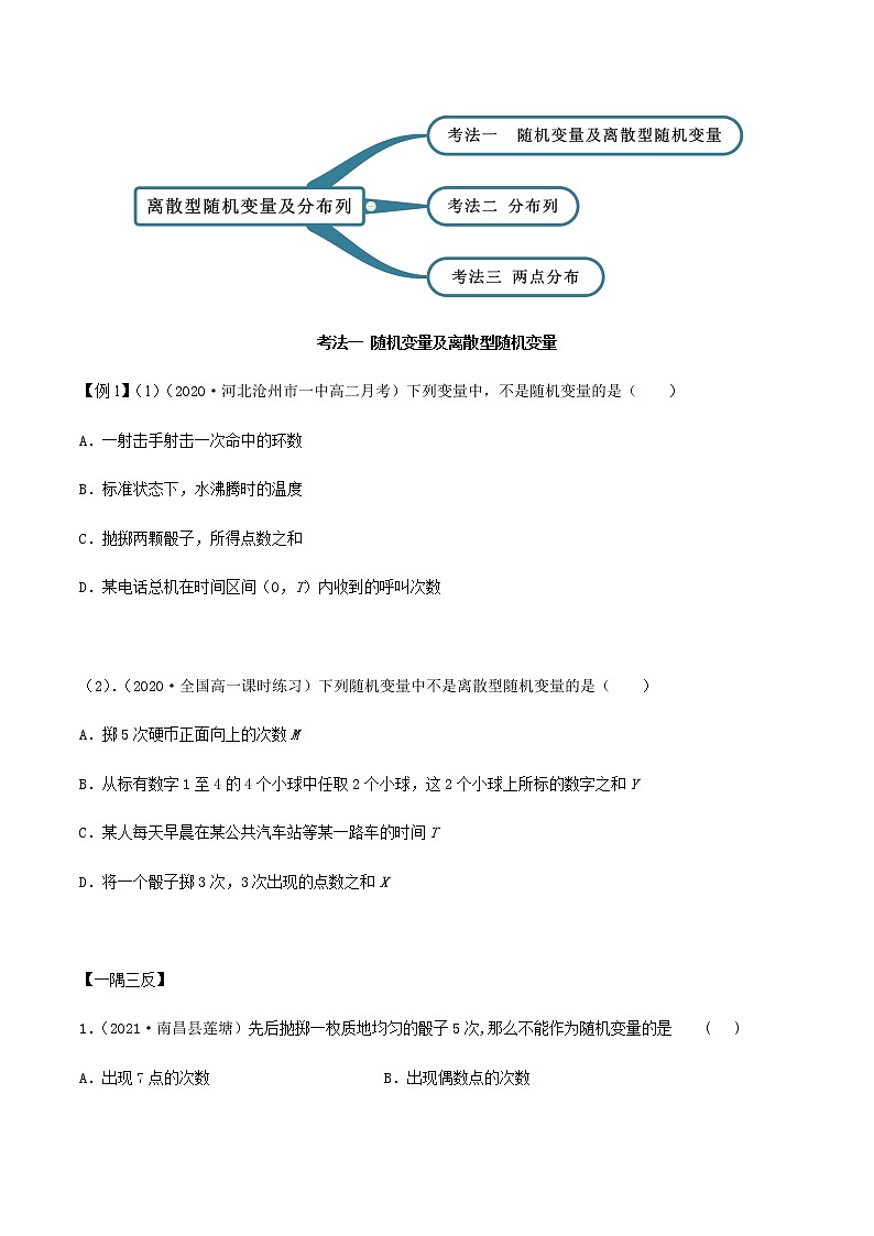 7.2 离散型随机变量及分布列（精讲）人教A版高二数学选择性必修第三册练习题02