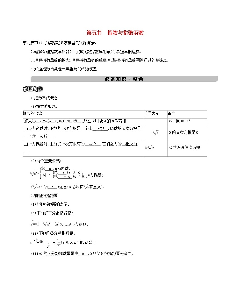 新课标2022版高考数学总复习第二章函数第五节指数与指数函数练习含解析理第1页