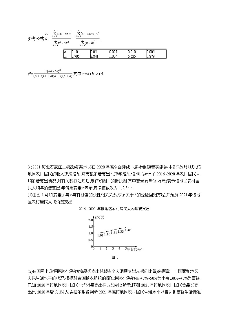 人教版新高考数学二轮复习习题训练--专题突破练17　统计与统计案例第2页