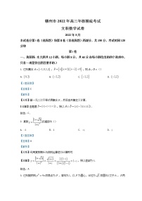 2022赣州高三下学期3月一模考试数学（文）试题含解析