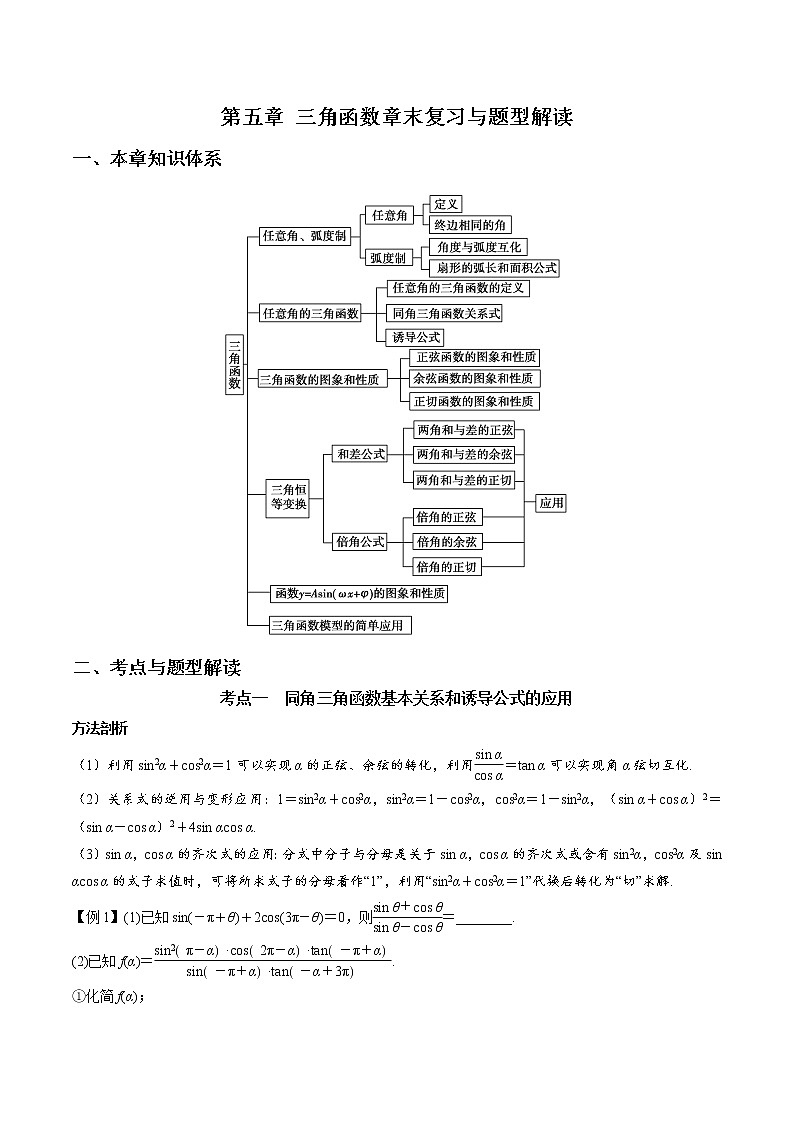 第五章 三角函数（考点与题型解析）2021-2022学年高一数学培优对点题组专题突破（人教A版2019必修第一册）学案01