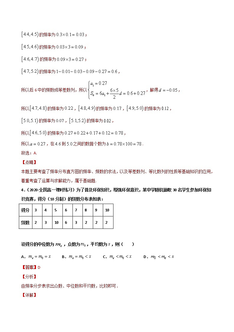 专题19 统计-2021年暑假高一升高二数学复习基础巩固+能力提升专题（人教A版2019）（解析版）第3页