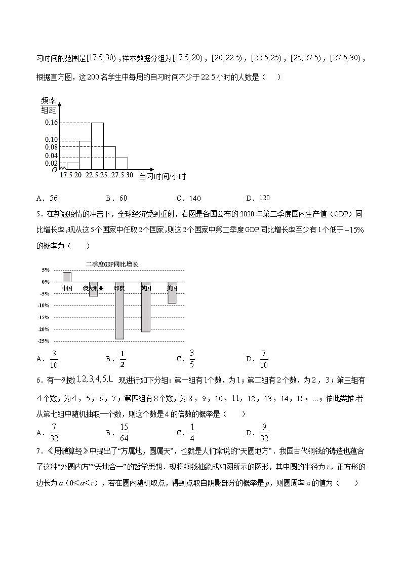 作业01 概率与统计-2021年高一数学暑假作业（人教A版） 试卷练习02