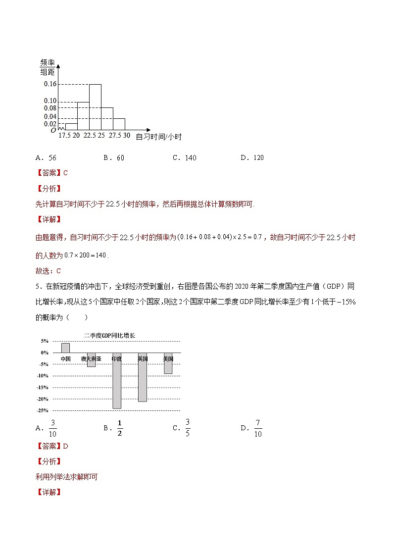 作业01 概率与统计-2021年高一数学暑假作业（人教A版） 试卷练习03