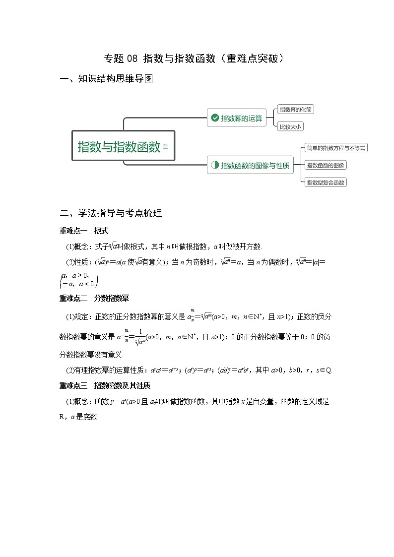 专题08 指数与指数函数（重难点突破）原卷版第1页