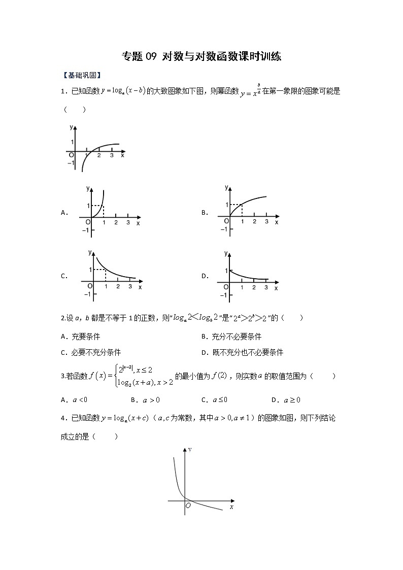 专题09 对数与对数函数（课时训练）原卷版第1页