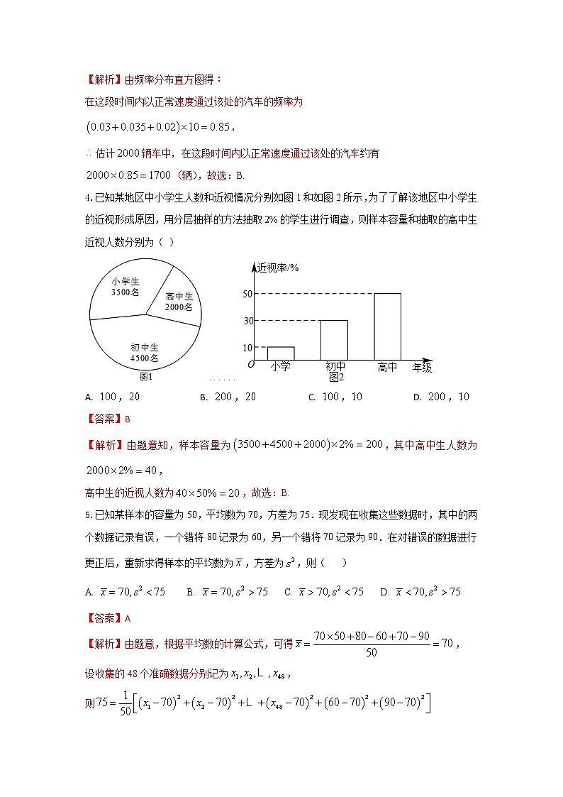 专题强化训练试卷七 统计（基础练）-2020-2021学年下学期高一数学同步课堂（人教A版2019必修第二册）解析版第2页