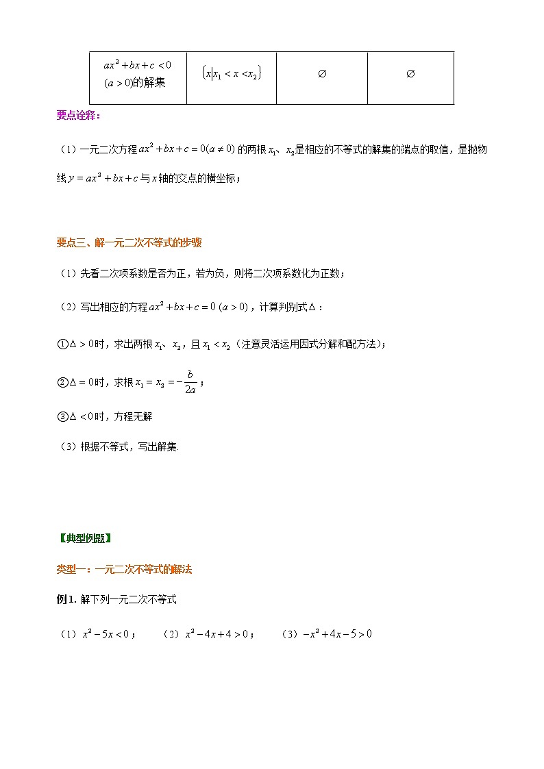 2.3 二次函数与一元二次方程、不等式-【新教材】人教A版（2019）高中数学必修第一册讲义（学生版+教师版）02