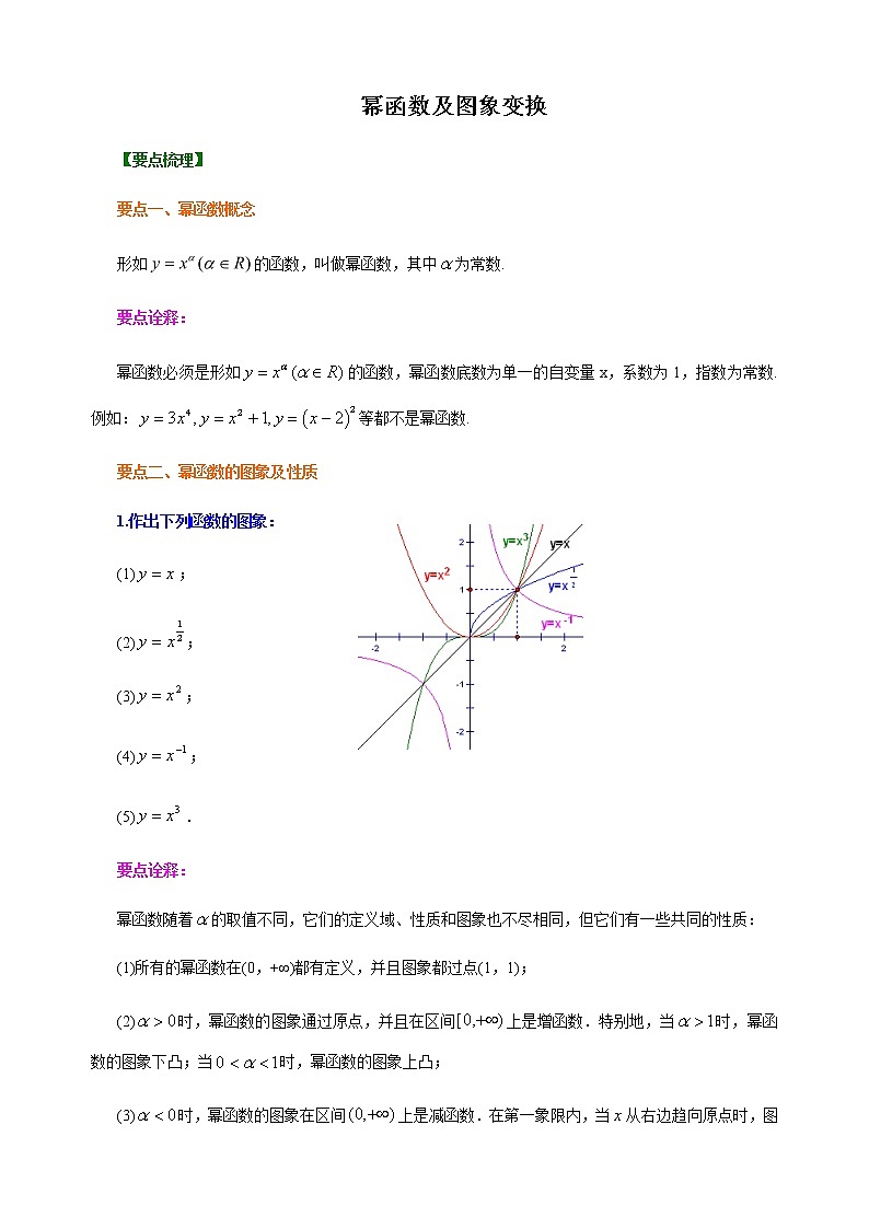 3.3-3.4 幂函数及其应用 教师版第1页