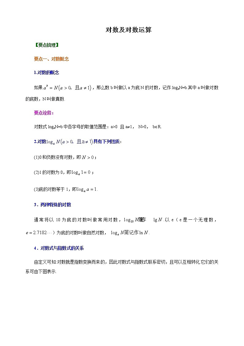 4.3 对数及对数运算-【新教材】人教A版（2019）高中数学必修第一册讲义（学生版+教师版）01