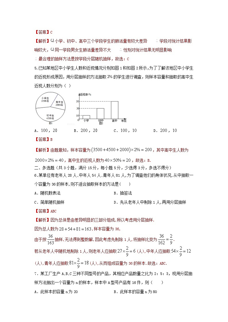 9.1.2分层随机抽样（基础练）-2020-2021学年下学期高一数学同步课堂（人教A版2019必修第二册）解析版第2页