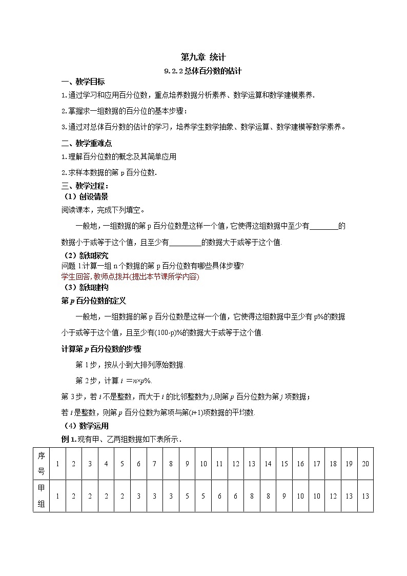 9.2.2总体百分数的估计（教案）-【新教材】2021-2022学年人教A版（2019）高中数学必修第二册01